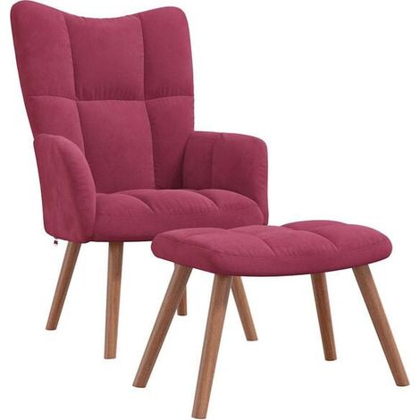 Chaise longue inclinable avec repose-pieds intégré – Fauteuil relax en velours rouge bordeaux, design ergonomique et confort maximal pour salon ou chambre (1/5)