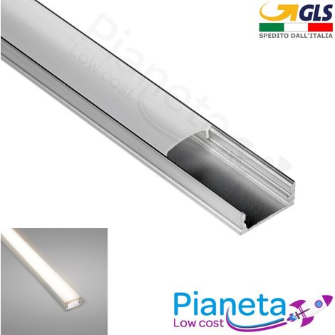 Profilo Alluminio 2M per Strisce Strip LED Barra Rigida Profilato Copertura Opaco (1/5)