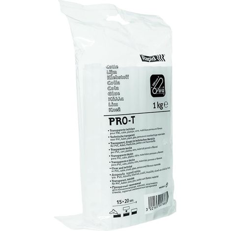 RAPID - Colle - Profesionnelle - PRO T Ø12mm - Spécialisée Transparente universelle 1kg - Haute teneur résine, Toutes applications, métal, plastique, bois, matériaux poreux, ect - Sachet - (40302768)