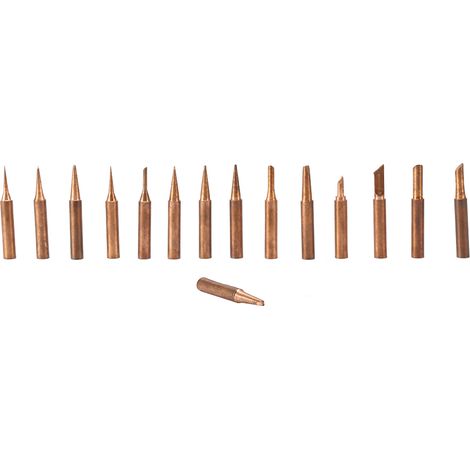 15-teiliges Set bleifreier Kupfer-Lötspitzen 900M-T für Lötstationen 936, 937, 938, 969, 8586 (1/5)