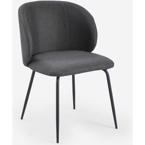 Sedia imbottita elegante in tessuto per cucina e sala da pranzo Kasva - Grigio Scuro (1/5)