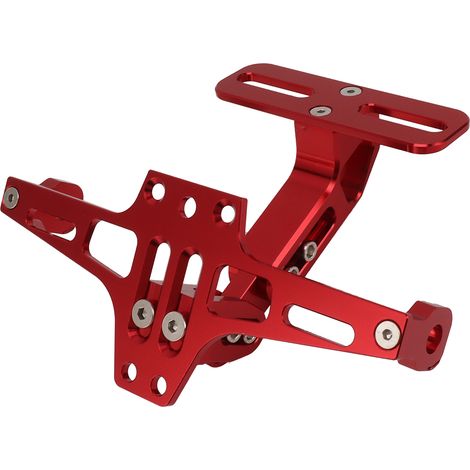 Universell verstellbare CNC-gefräste Kennzeichenhalterung aus Aluminium für Motorräder, rot, robuste Kennzeichenhalterung für Motorräder