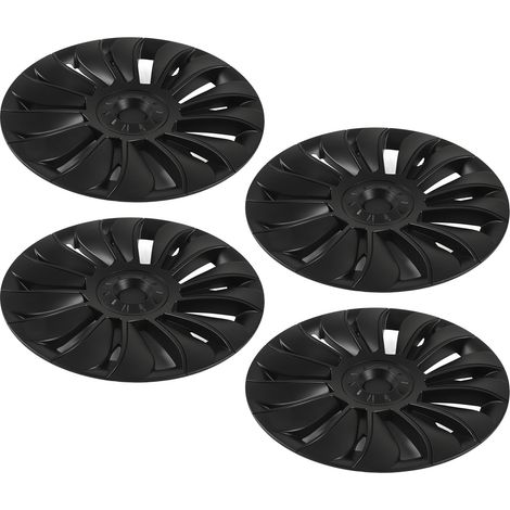 4 Enjoliveurs 19 pouces Style Cyclone 14 Branches Jante Couvre-roue Remplacement Tesla Model Y 2020-2023 Noir Mat (1/5)