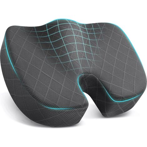Cuscino in memory foam per alleviare il dolore da sciatica, anca e coccige, cuscino per sedia da ufficio per impiegati e automobilisti che restano seduti a lungo.