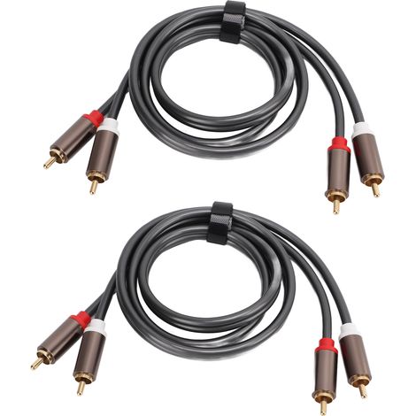 Câble RCA 2m 2x2 Audio Vidéo 4 têtes Amplificateur Puissance Subwoofer Paire de Cordons 1m (1/5)