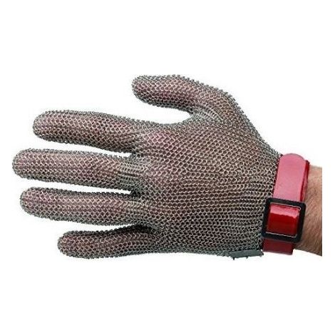 OGCM13050 GUANTE MALLA METALICA CORTO 100% ACERO INOXIDABLE CIERRE CON CORREA PU, AJUSTABLE. - JUBA