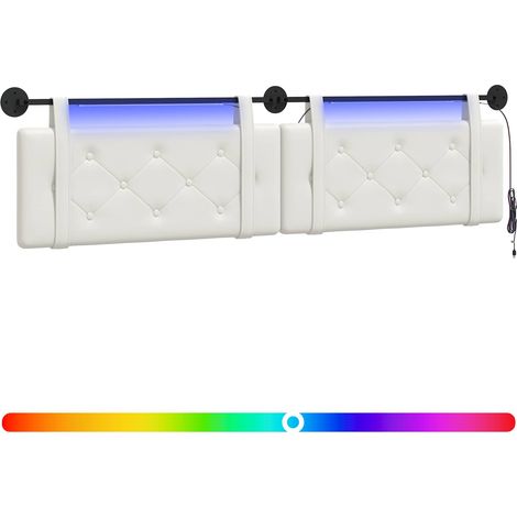 Hanging Headboard with LED Light White Faux Leather vidaXL