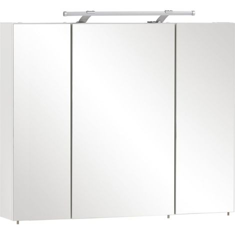 Armoire De Toilette avec Miroir, Panneau De Particules Revêtu De Mélamine, Blanc, 90 x 16 x 75 cm (1/5)