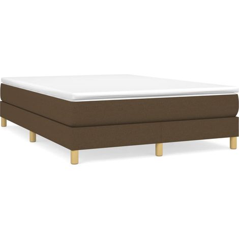 Lit double Lit adulte Sommier à lattes de lit avec matelas Marron foncé 140x200 cm
