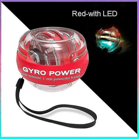 Balle gyroscopique LED Powerball à démarrage automatique, balle de force pour poignet avec contrepoids, appareil de fitness pour l'entraînement musculaire du bras et de la main - rouge - avec LED (1/5)