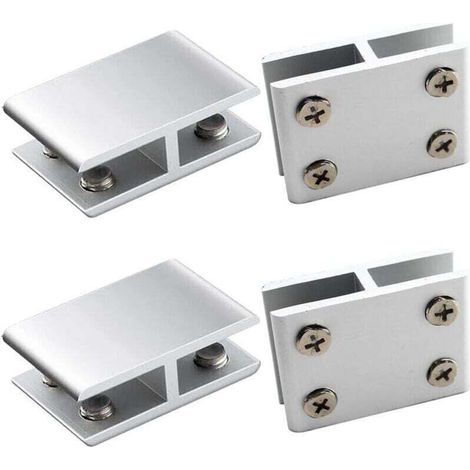 De 4 Pince à Verre Clips Alliage D'aluminium pour Fixation Côtés Douche Tables Panneaux, XU, Ajustable 10 12mm D'épaisseur, 180 Degrés KZQ - KZQ