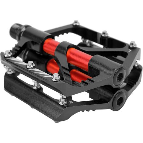 WAKE Fahrradpedale mit 3 Aluminium-Lagern, langlebig, für Mountainbikes, Pedalzubehör, Schwarz (1/5)