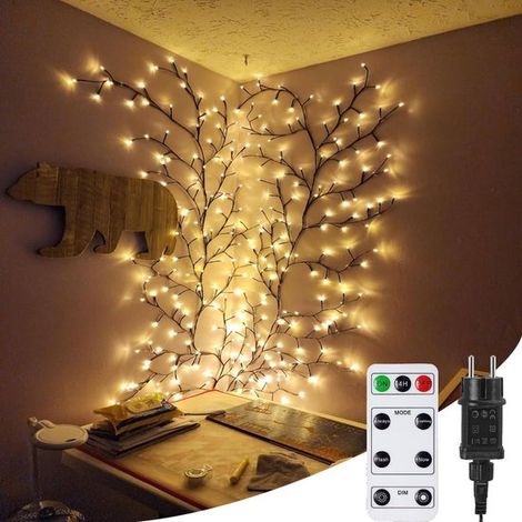 Luci decorative a catena in rattan a 18 bracci con 144 LED e telecomando, ideali per illuminazione da parete, decorazione d'interni ed eleganza per la casa. (1/5)