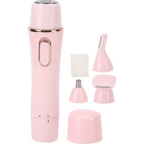 Kit Épilateur 4-en-1 Homme Femme Rasoir Électrique Portable Coupe-Sourcils et Nez Rose Rechargeable USB (1/5)