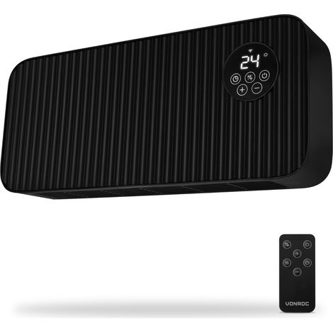 VONROC - Badheizung 2000W – Wandheizung mit WiFi – 2 Heizstufen – Touchdisplay – IP22 – Schwarz (1/5)