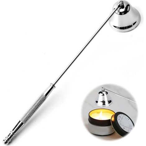 Éteignoir à Bougie Argent, Eteignoir a Bougies avec Long Manche, Bougie Extincteur en Acier Inoxydable, Peut éteindre la Flamme de Manière Sûre, Ideal pour Les Cadeaux