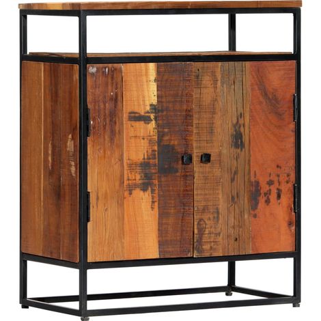 Armoire latérale 60x35x76 Bois récupération massif et acier (1/5)