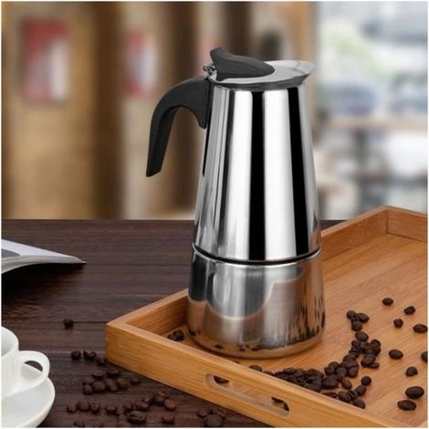 Cafetière octogonale inox - Acier inoxydable 304 Grande capacité 600ml - Préparation café expresso (1/4)
