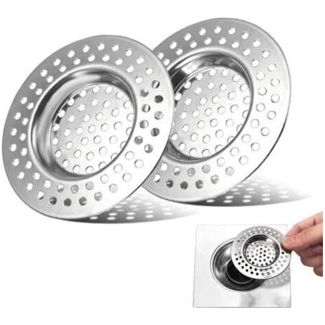 2 Pcs Filtre évier Cuisine, Tamis lavabo en INOX, Filtre Cheveux Douche, Filtre de Vidange pour évier, Grille Evier Cuisine, Accessoire Drain Lavabo Baignoire Bonde, pour Salle de Bain Cuisine (1/5)