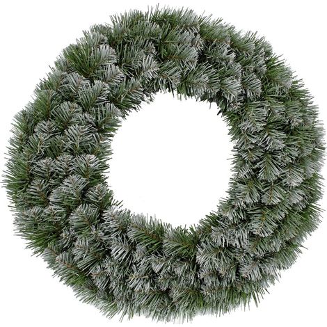 Couronne de Noël Artificielle Verte Aiguilles Souples PVC Décoration Porte Ø 60 cm - PANGIVO (1/4)