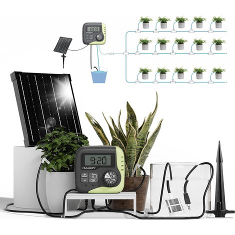 Kit d'irrigation goutte à goutte 5 W, système d'arrosage solaire automatique, système d'arrosage automatique facile à faire soi-même pour plantes sur le balcon, le jardin et la serre (1/5)