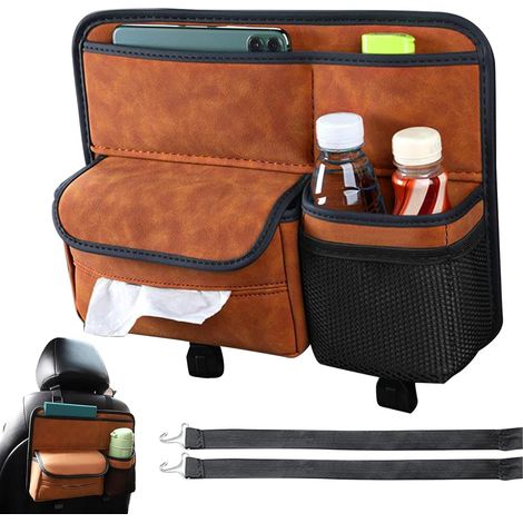 Organiseur et rangement pour siège arrière – Organiseur de siège arrière de voiture – Organiseur multi-compartiments de grande capacité pour collations, boissons, jouets (1/5)
