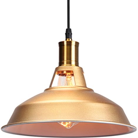 Lustre Suspension Industrielle Vintage E27 LED Lampe Plafonniers Retro Abat-jour pour Cuisine Salle à manger Salon Chambre Restaurant, Doré (1/4)