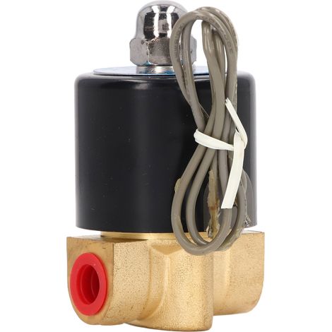 Électrovanne normalement fermée 2 voies 1/4 pouce, laiton, pour eau, air, gaz, fioul, DC24V (1/5)