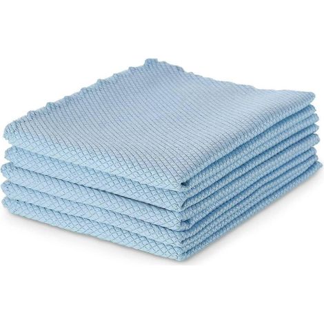 Lot de 5 chiffons de nettoyage pour vitres, chiffons anti-écailles de poisson, serviettes de séchage et de polissage en microfibre, lingettes réutilisables anti-peluches 40 x 30 cm (1/5)