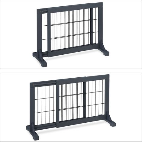 Barrière de sécurité extensible pour enfants et chiens 75 x 100 cm protection escalier finition mate en plastique gris (1/5)
