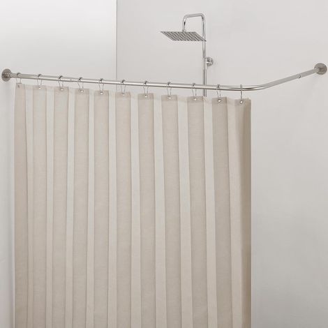 Barre de Douche Angle en L, Réglable [61-94 cm] x [61-94 cm] & Angle 90°, Tringle Douche Angle Traitement Antirouille, pour Salle de Bain, Baignoire, Camping-Car (1/5)