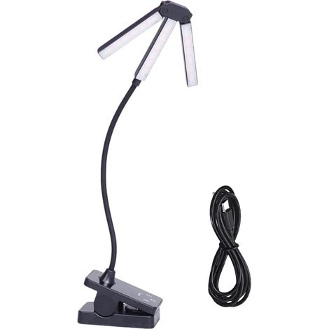 Lampe de lecture LED rechargeable à 3 têtes, bureau réglable (1/5)
