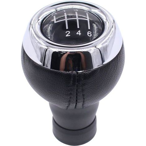 Pommeau De Levier De Vitesse 6 Vitesses En Cuir Pour M-Ini Cooper R55 R56 R57 R58 R59 R60 R61 Noir/Argenté[CA167] (1/5)