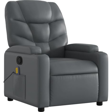 Sillón de relajación TV función masaje reclinable 6 puntos de masaje en PVC gris DEC026973 (1/5)