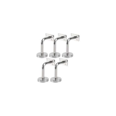Kit de 5 supports muraux en acier inoxydable pour rampes d’escalier – adaptés aux escaliers intérieurs et extérieurs, fixation facile sur bois, dimensions : 6 × 8 × 5 cm