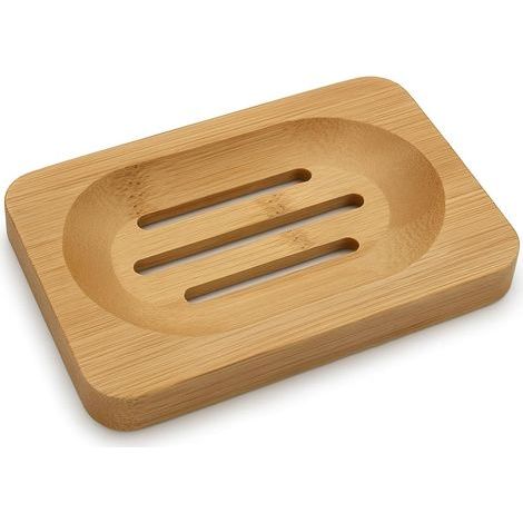 1 Porte-savon Bambou, Design Incurvé, Trous Égouttement, Antidérapant, Pour Salle De Bain Et Cuisine (1/5)