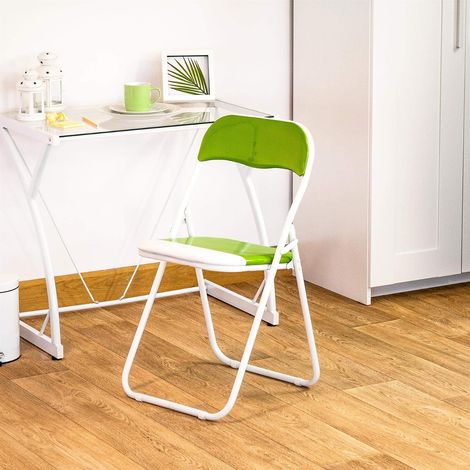 Chaise pliable rembourrée couleur verte, cadre en acier allié, chaise de bureau pliable pour bureau, restaurant et cuisine, rangement compact (1/5)