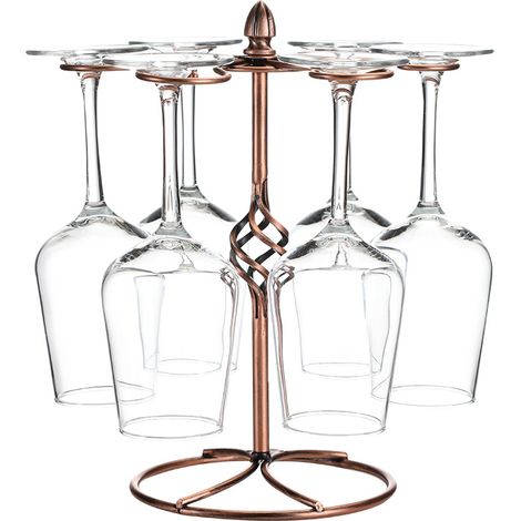 Support de Verre à Vin de Comptoir, Présentoir de Verres à Vin de Table Autoportant avec 6 Crochets, Support de Rangement de Verres à Pied pour Bar Rangement à Maison (1/5)