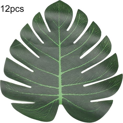 12 grandes feuilles de palmier artificielles, idéales pour les réunions de famille et les décorations de mariage. (1/5)