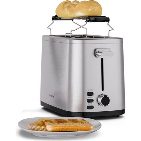 Klarstein VeroSteel tostapane  2 fessure  800 W  7 livelli di doratura  supporto per panini  acciaio inox (1/5)