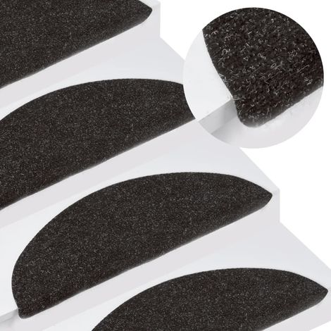 INLIFE Tapis d'escalier autocollants 15 pcs 56x20 cm Noir (1/7)