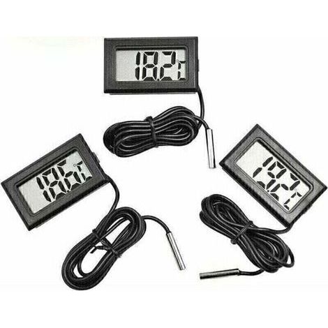 LaBlanc Mini-Digital-LCD-Temperaturthermometer mit Temperatursonde, Sensortester für Kühl- und Gefrierschränke, Aquarien (3 x Schwarz)