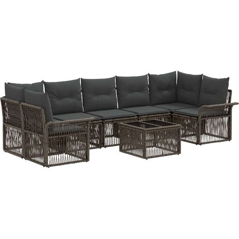 Conjunto de sofás de jardín 8 uds. Gris ratán sintético vidaXL (1/5)