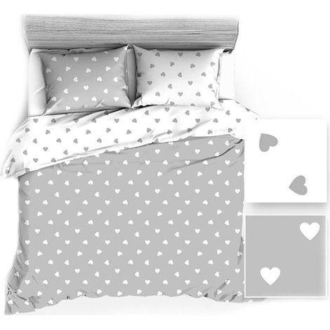 Funda de almohada 50x70 R112 blanco gris corazones 275D 274D