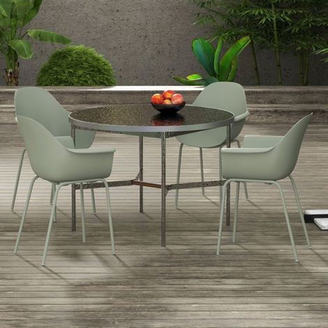 Chaise de jardin - WESTYLE - Lot de 4 - Dossier et accoudoirs - Plastique/metal - Résistante aux intempéries (1/5)
