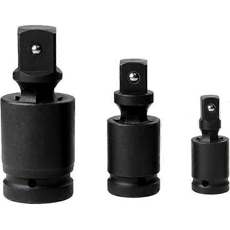 Ensemble de 3 adaptateurs à cardan à impact 1/2", 3/8" et 1/4" avec système à bille et ressort adaptateurs de douilles à cardan à impact pour douilles et embouts (1/5)