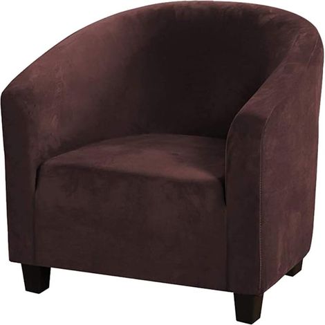 High Stretch Sofa Cover, Velvet Bath Chair Cover, Non-Slip Furniture Protector, Super Soft Sofa Cover (Dark Brown, Pack of 2) (1/5)
