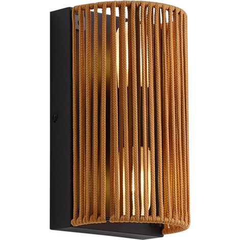QAZQA Japandi Wall Lamp Orange with Black and Rope IP44 - Jayla (1/5)
