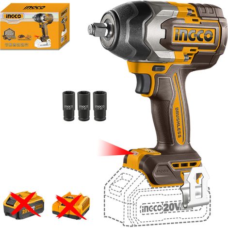 Ingco CIWLI20851 Avvitatore a impulsi a batteria 20 V 1/2" 850 Nm Solo corpo (1/4)