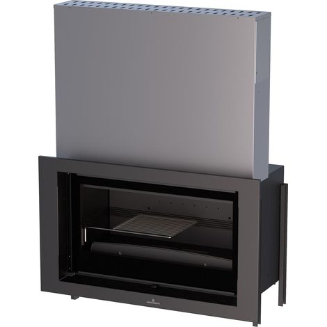 Bronpi – Insert à bois ventilé canalisable 14 kW – Foyer en fonte – 2 sorties canalisables – Kit air pour air frais (1/5)